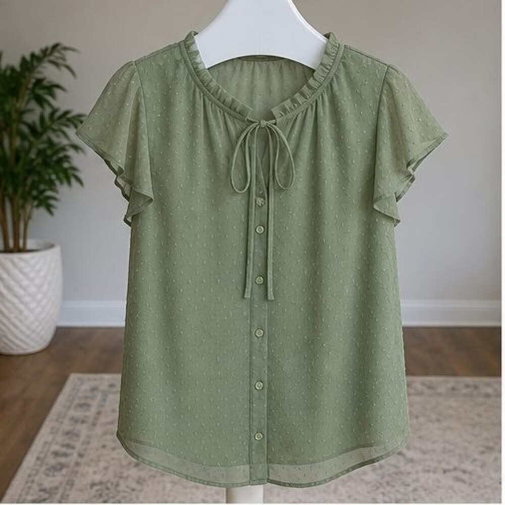 Sage Button Blouse